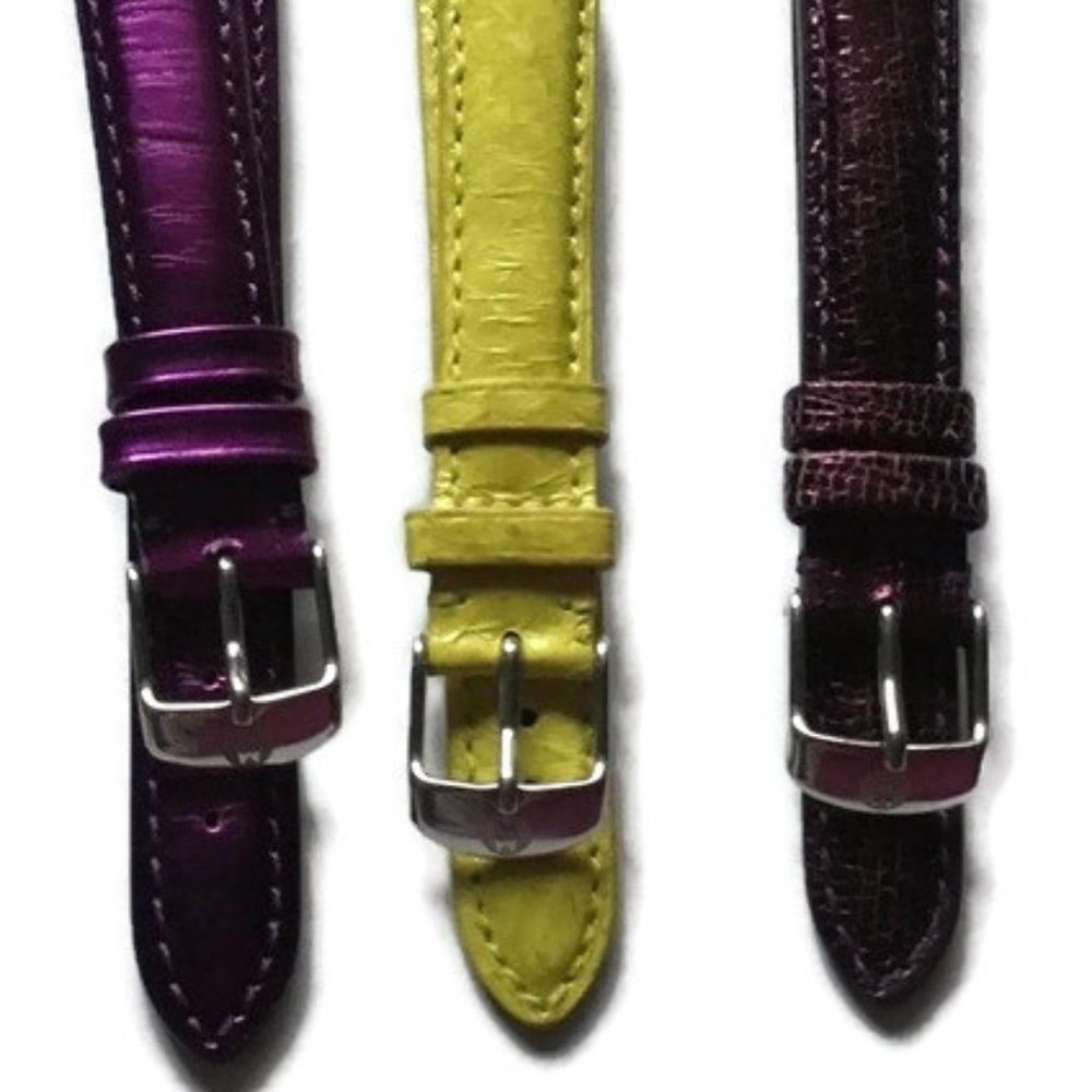 New Michele 16mm Bundle of 3 Leather Watch bands